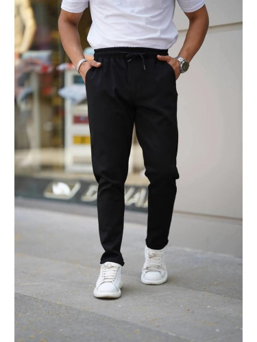 28229 Dewberry Elastic Lace Mens Jogger Pants-BLACK