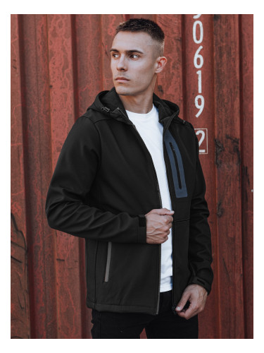 Men's transitional softshell jacket with hood black Dstreet