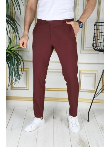 47676 Dewberry Italian Cut Elastic Fabric Mens Trousers-BORDO