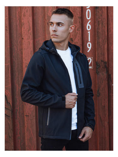 Men's transitional softshell jacket with hood dark blue Dstreet