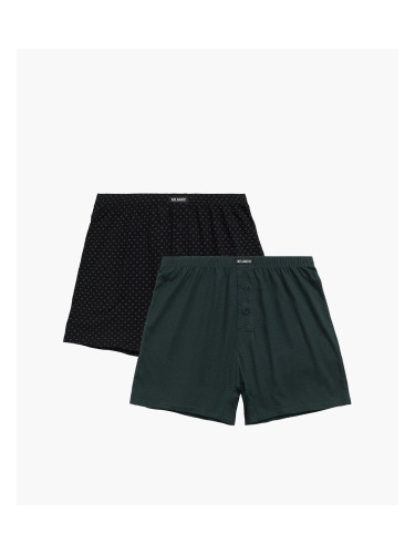 Men's loose boxers ATLANTIC 2Pack - black/green with pattern