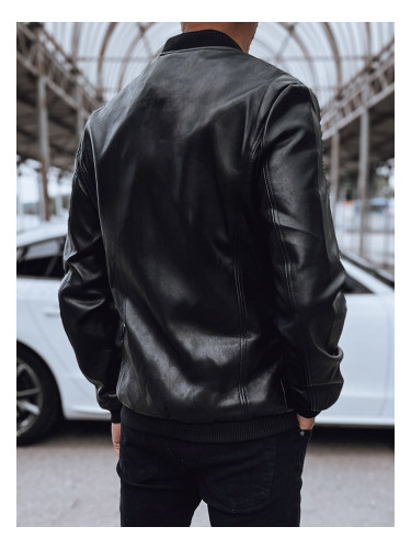 Men's leather bomber jacket black Dstreet