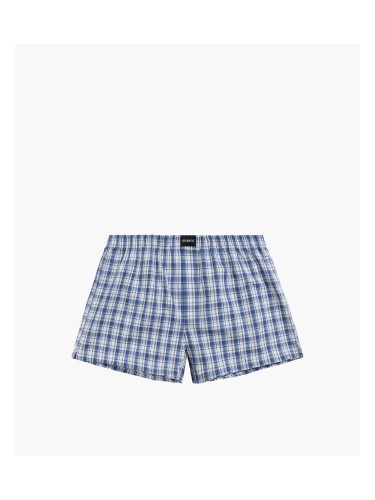 Men's loose boxers ATLANTIC - blue with checkered pattern