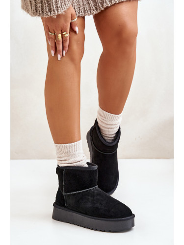 Boto Дамски велурени обувки за сняг на платформа над глезена черни Rianaella