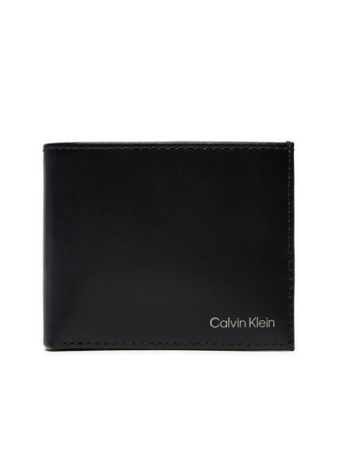 Calvin Klein Голям мъжки портфейл Ck Smooth Bifold 5Cc W/Coin K50K512076 Черен