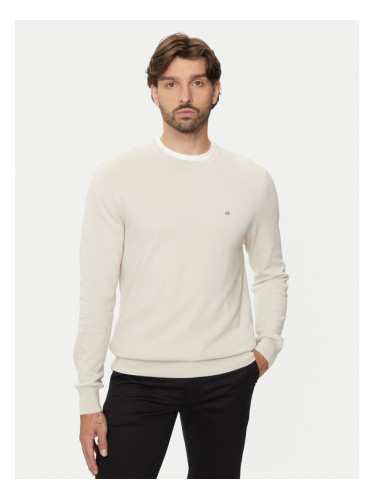 Calvin Klein Пуловер K10K113410 Бежов Slim Fit