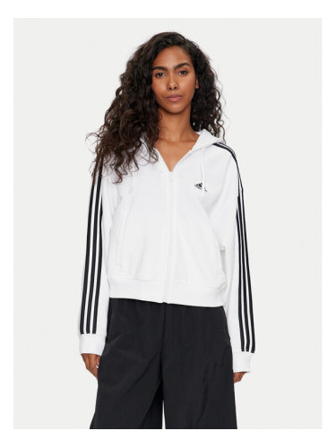 adidas Суитшърт Essentials 3-Stripes French Terry IK8387 Бял Loose Fit