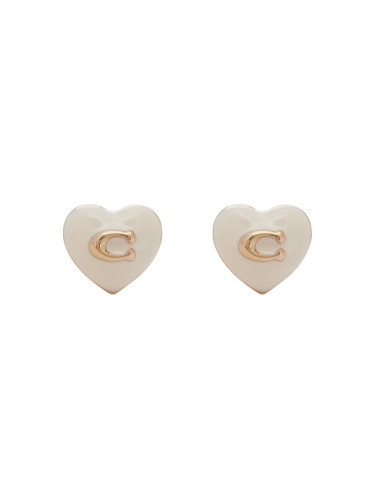 Coach Обици Enamel Heart Stud Earrings 37479226GLD100 Сребрист