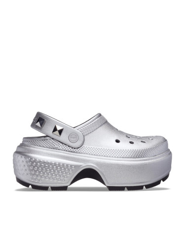 Crocs Чехли Stomp Metallic Clog 210362 Сребрист