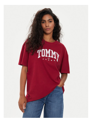 Tommy Jeans Тишърт Varsity DW0DW18403 Червен Oversize