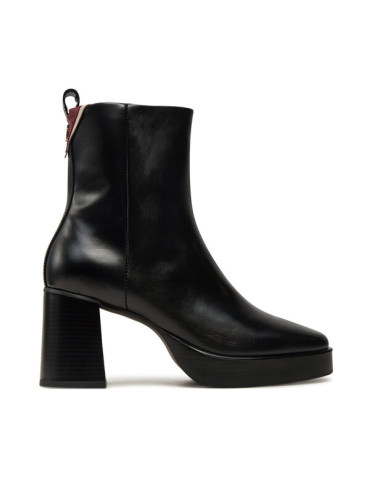 Tommy Hilfiger Боти Premium Leather High Heel Bootie FW0FW08100 Черен