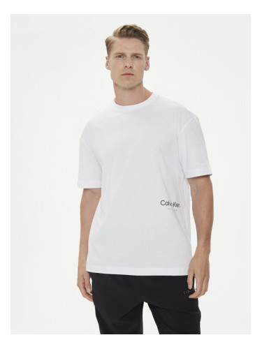 Calvin Klein Тишърт Off Placement K10K113102 Бял Regular Fit