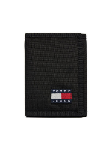 Tommy Jeans Голям мъжки портфейл Tjm Essential D. Nylon Trifold AM0AM12438 Черен