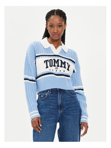 Tommy Jeans Пуловер Varsity DW0DW19235 Син Relaxed Fit