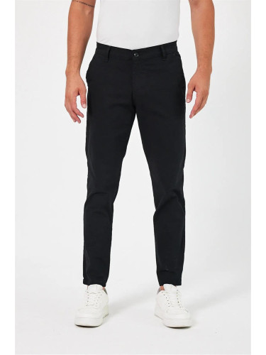 36952 Dewberry Gabardine Cotton Slim Fit Chino Mens Trousers-BLACK