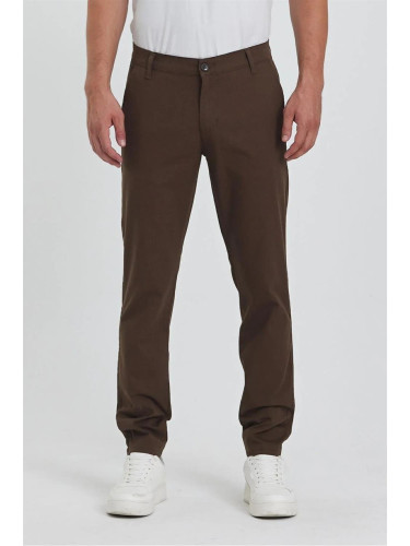 36952 Dewberry Gabardine Cotton Slim Fit Chino Mens Trousers-COFFEE