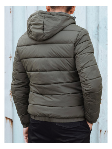 Men's winter quilted jacket with hood green Dstreet