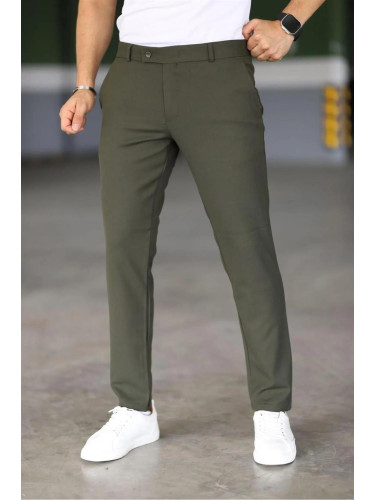 47676 Dewberry Italian Cut Elastic Fabric Mens Trousers-Khaki