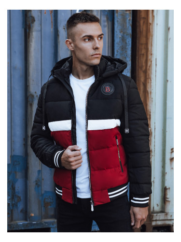 Men's winter quilted jacket with hood black Dstreet