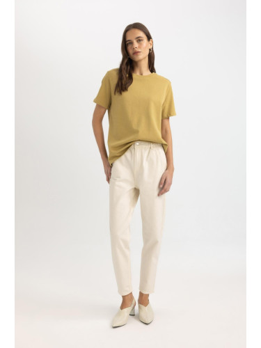 DEFACTO Paperbag Pocketed Paperbag Waist Standard Leg Gabardine Trousers