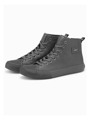 Ombre Men's high-top sneakers with decorative toe - gray