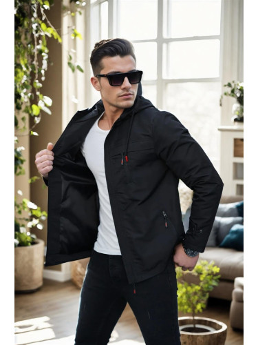 86622 Dewberry Hooded Mens Seasonal Jacket-BLACK