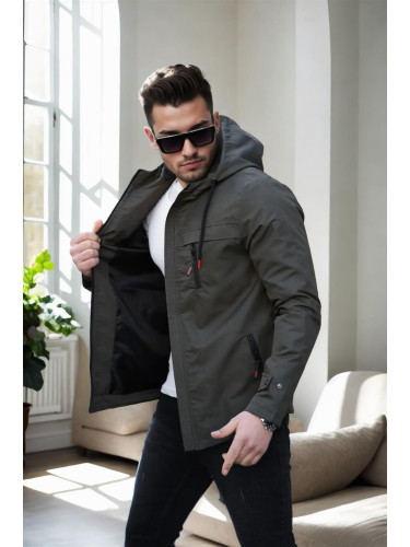 86622 Dewberry Hooded Mens Seasonal Jacket-KHAKI