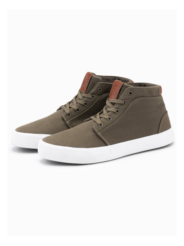 Ombre Men's cotton canvas high-top sneakers shoes - olive