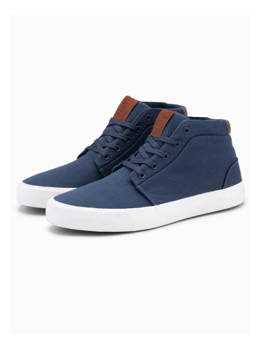 Ombre Men's high-top sneakers in cotton canvas - dark blue