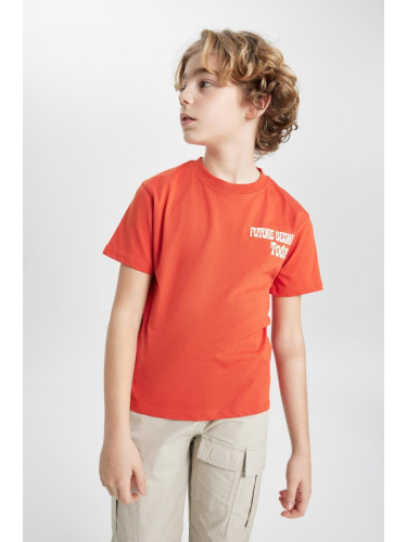 DEFACTO Boys' Crew Neck Printed Short Sleeve T-Shirt