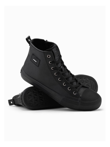 Ombre Men's high-top sneakers with decorative toe box - black