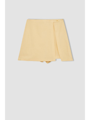 DEFACTO Regular Fit High Waist Linen Blend Shorts Skirt