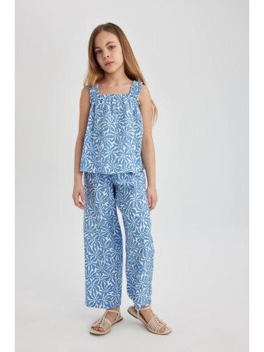 DEFACTO Girl's Wide Leg Wide Leg Patterned Trousers