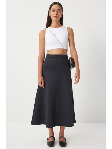 Happiness İstanbul Women's Black A-Line Pleated Skirt