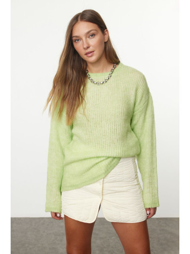 Trendyol Oil Green Basic Crew Neck Knitwear Sweater