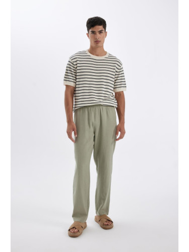 DEFACTO Relax Fit Skinny Leg Linen Blend Trousers