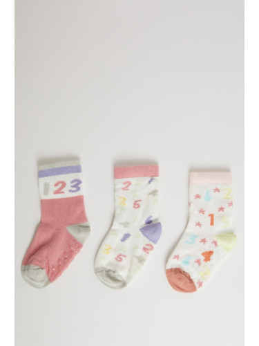 DEFACTO Baby Girl Seamless 3-Piece Cotton Long Socks