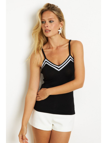 Cool & Sexy Women's Black Stripe Banded Blouse