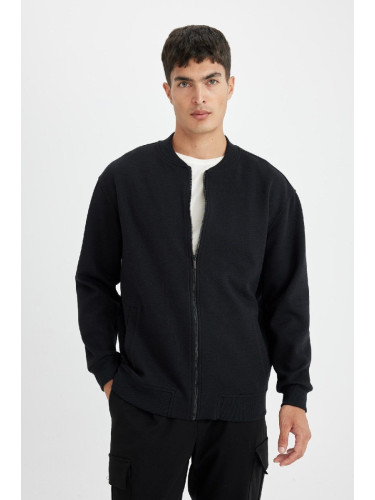 DEFACTO Relax Fit College Collar Bomber Cardigan