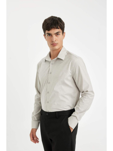 DEFACTO Modern Fit Polo Collar Poplin Long Sleeve Shirt