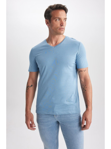 DEFACTO Slim Fit V-Neck Basic 100% Cotton T-Shirt