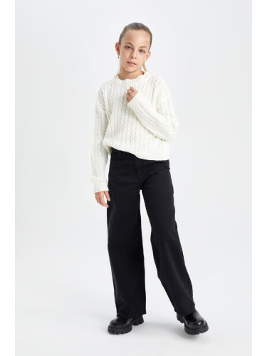 DEFACTO Girl's Wide Leg Wide Leg Cotton Trousers