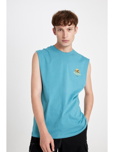 DEFACTO Boxy Fit Printed Crew Neck Undershirt