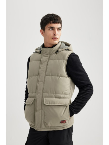 DEFACTO Water Repellent Hooded Detachable Hooded Pocket Puffer Vest