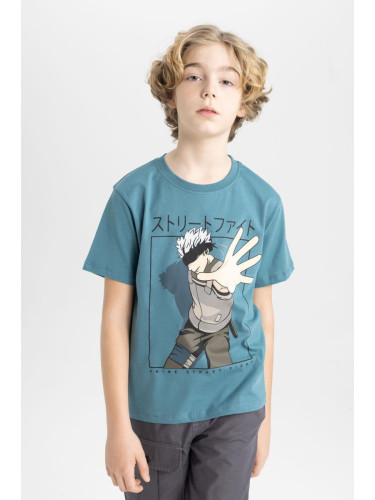 DEFACTO Boys' Crew Neck Printed Short Sleeve T-Shirt