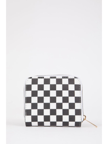 DEFACTO Women's Checkerboard Patterned Faux Leather Wallet