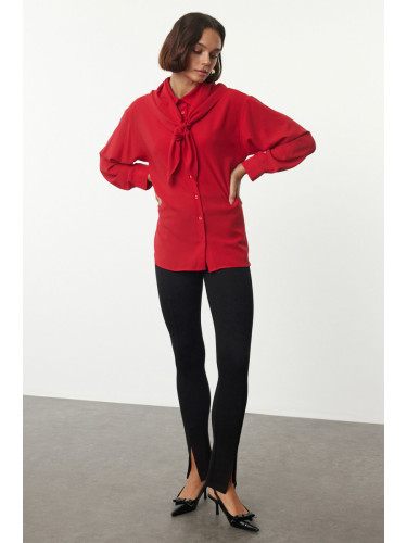 Trendyol Red Shoulder Shawl Detailed Oversize Wide Fit Shirt