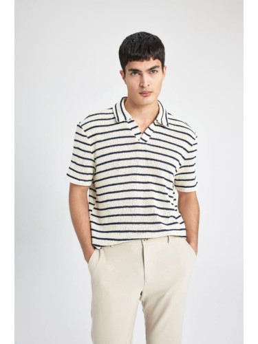 DEFACTO Regular Fit Striped Short Sleeve Polo T-Shirt