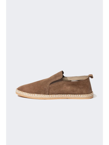 DEFACTO Men's Flat Sole Leather Suede Espadrille