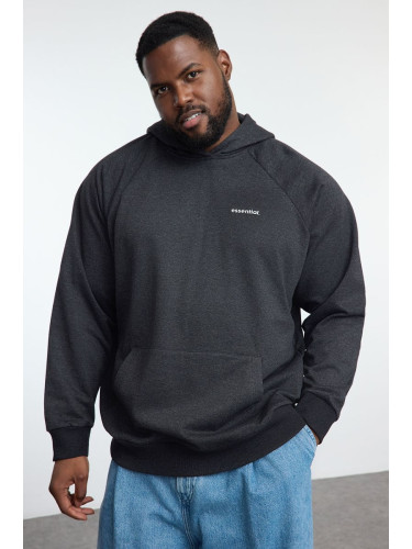 Trendyol Anthracite Oversize/Wide Cut Raglan Sleeve Hooded Plus Size Sweatshirt